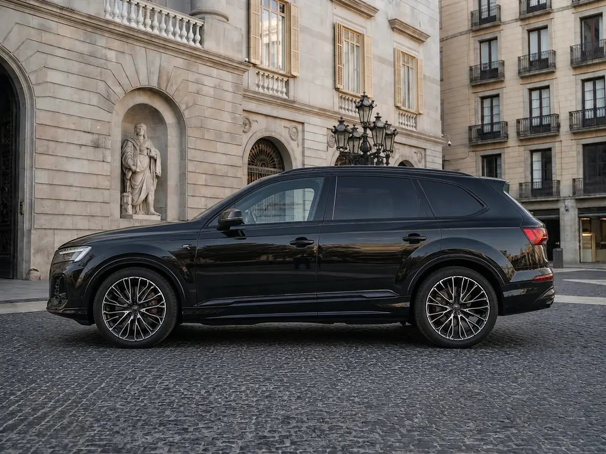 Audi Q7 50 TDI S-Line Edition 2025, Innenraum — Munich Luxury Cars, München. Der Audi Q7 50 TDI S-Line Edition (Modelljahr 2025) verbindet die Aufbauhöhe und den…