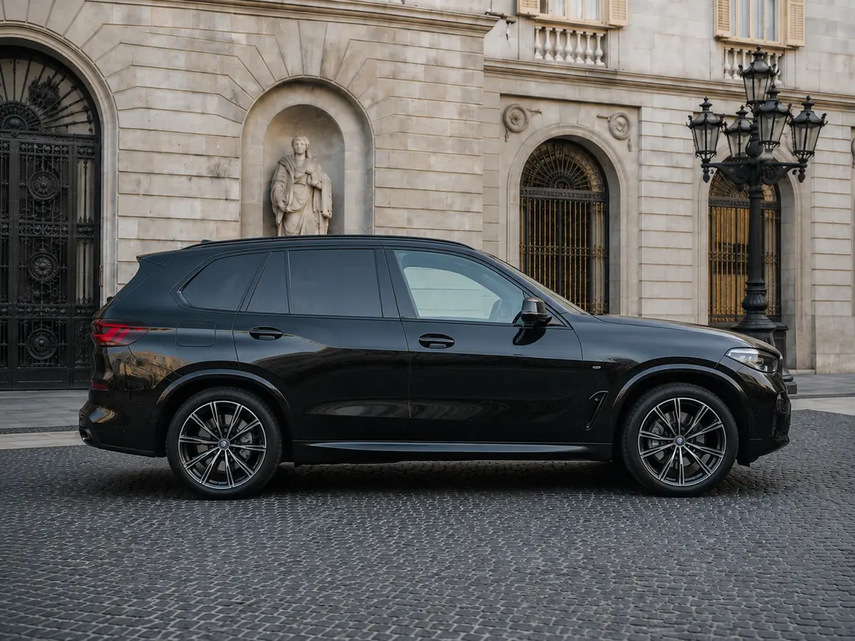 BMW X5 4.0i M 2025, Frontansicht — Munich Luxury Cars, München. Der BMW X5 4.0i M verbindet die Statur eines großen SUV mit einem Antrieb, der keine…
