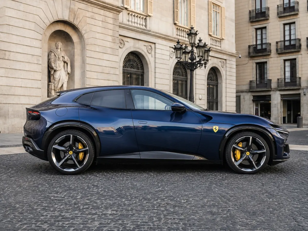Ferrari Purosangue 2024, Außenansicht — Munich Luxury Cars, München. Der Ferrari Purosangue ist innerhalb der Flotte ein Sonderfall: fünf Sitzplätze, 715 PS…