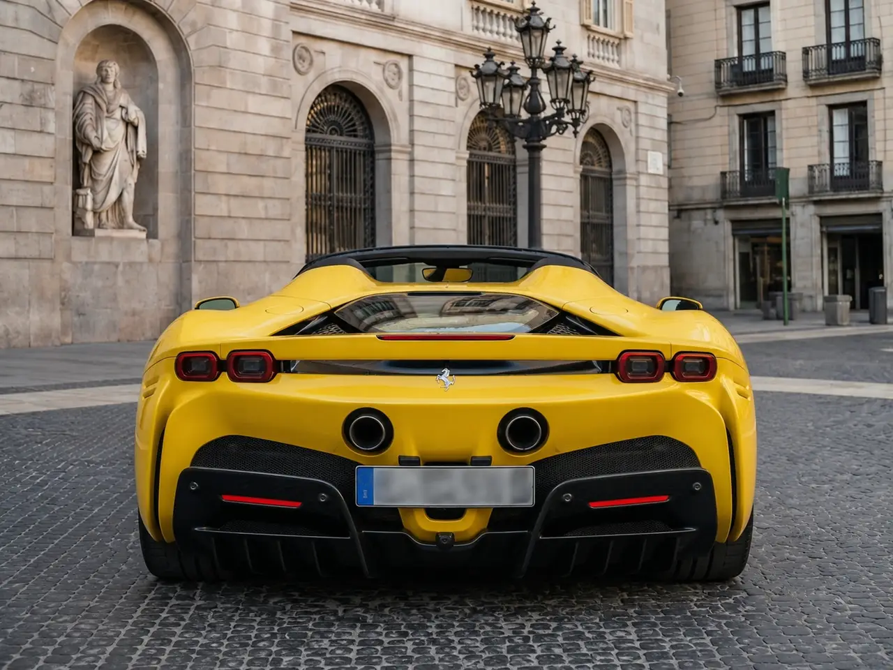 Ferrari SF90 Spider 2024, Heckansicht — Munich Luxury Cars, München. Der Ferrari SF90 Spider steht für die Verbindung aus Rennsporttechnik und offener…