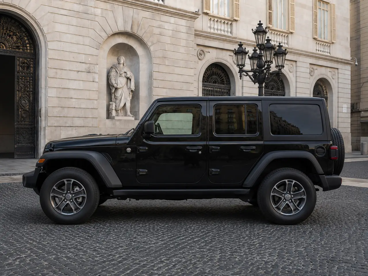 Jeep Wrangler 2025, Außenansicht — Munich Luxury Cars, München. Der Jeep Wrangler aus dem Modelljahr 2025 bringt mit 272 PS und Platz für fünf Personen…