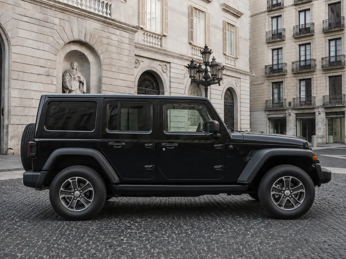 Jeep Wrangler 2025, Frontansicht — Munich Luxury Cars, München. Der Jeep Wrangler aus dem Modelljahr 2025 bringt mit 272 PS und Platz für fünf Personen…