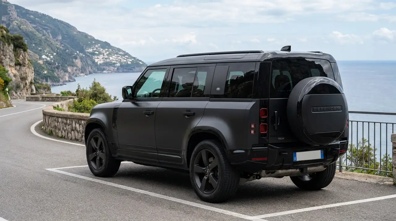 Land Rover Defender 2024, Armaturenbrett — Munich Luxury Cars, München. Der Land Rover Defender aus dem Modelljahr 2024 ist als Siebensitzer ausgelegt und damit…