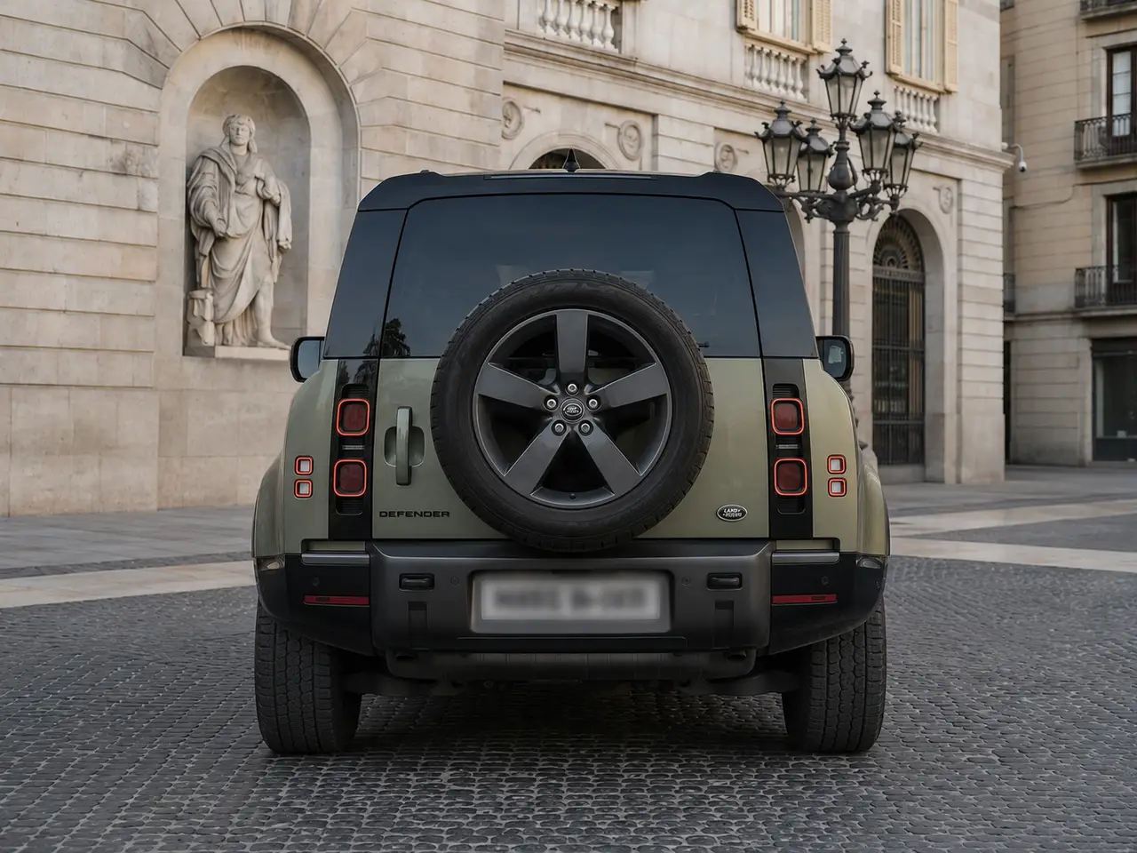 Land Rover Defender X-Dynamic 7 seater 2024, Heckansicht — Munich Luxury Cars, München. Der Land Rover Defender X-Dynamic in der Sieben-Sitzer-Version verbindet die kantige,…