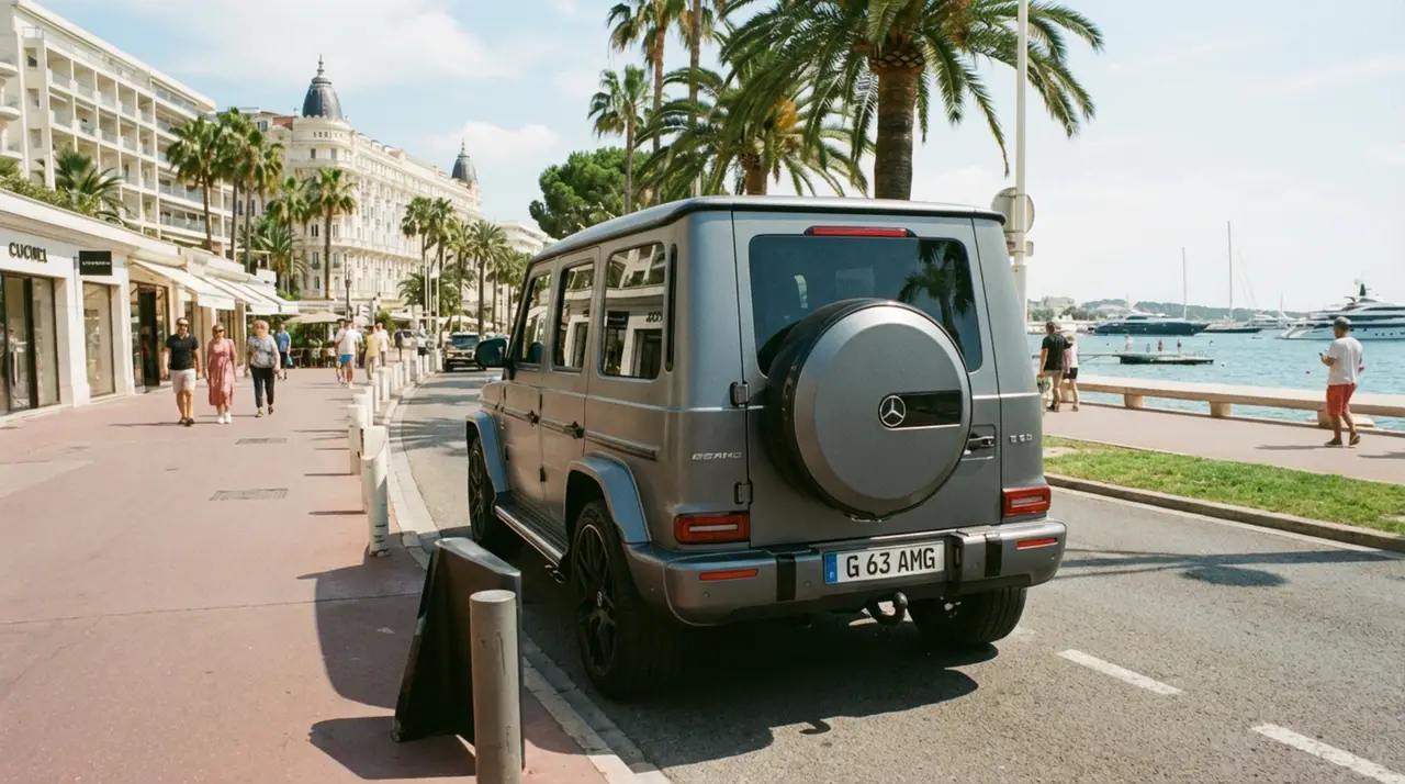 Mercedes Benz G63 2023, Frontansicht — Munich Luxury Cars, München. Der Mercedes-Benz G63 aus 2023 bringt mit seinen 585 PS und der kantigen,…