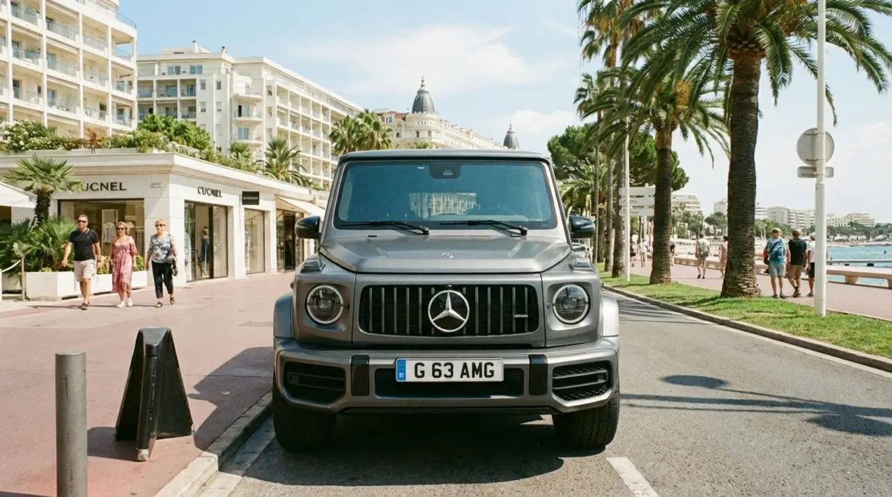 Mercedes Benz G63 2023, Heckansicht — Munich Luxury Cars, München. Der Mercedes-Benz G63 aus 2023 bringt mit seinen 585 PS und der kantigen,…