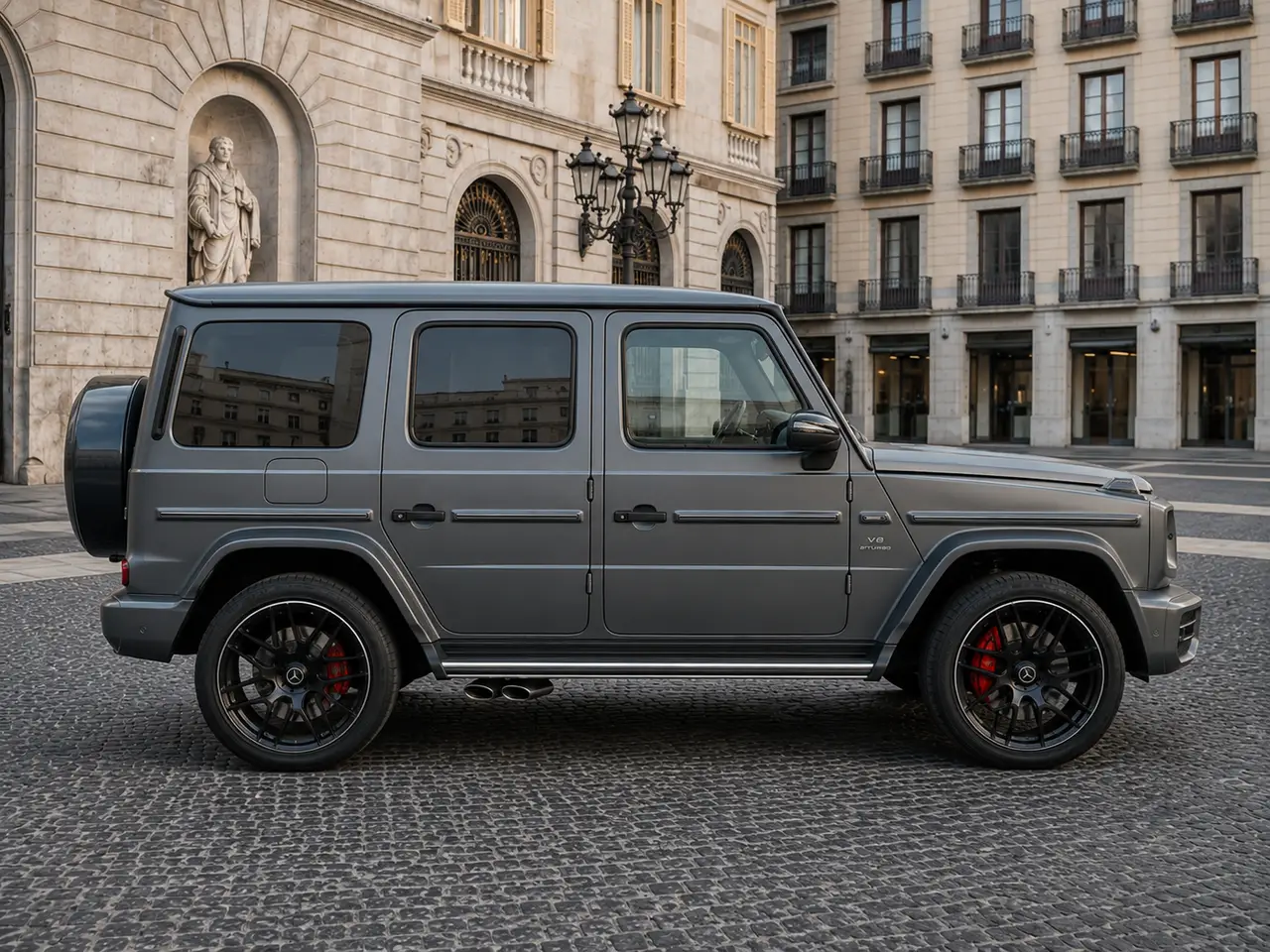 Mercedes Benz G63 2023, Außenansicht — Munich Luxury Cars, München. Der Mercedes-Benz G63 aus 2023 bringt mit seinen 585 PS und der kantigen,…