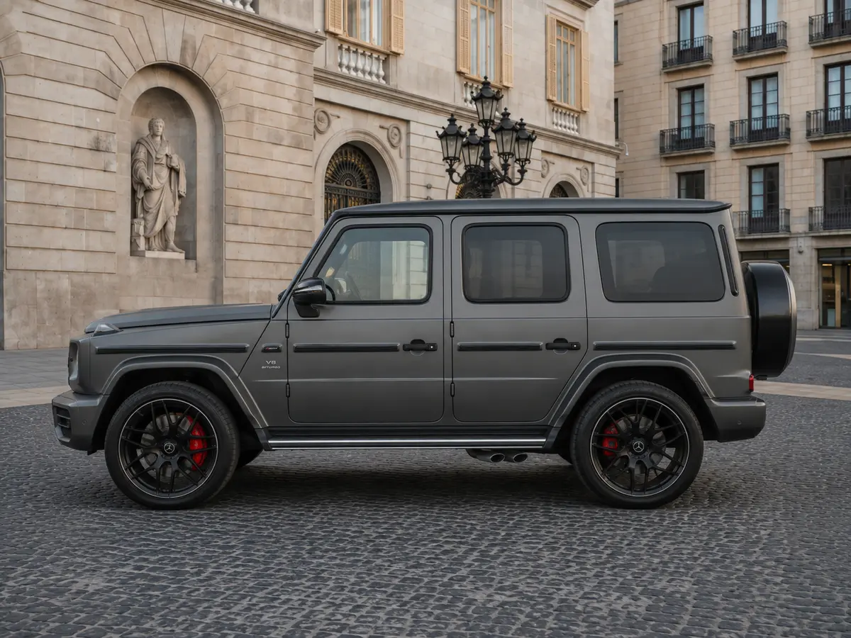 Mercedes Benz G63 2023, Innenraum — Munich Luxury Cars, München. Der Mercedes-Benz G63 aus 2023 bringt mit seinen 585 PS und der kantigen,…