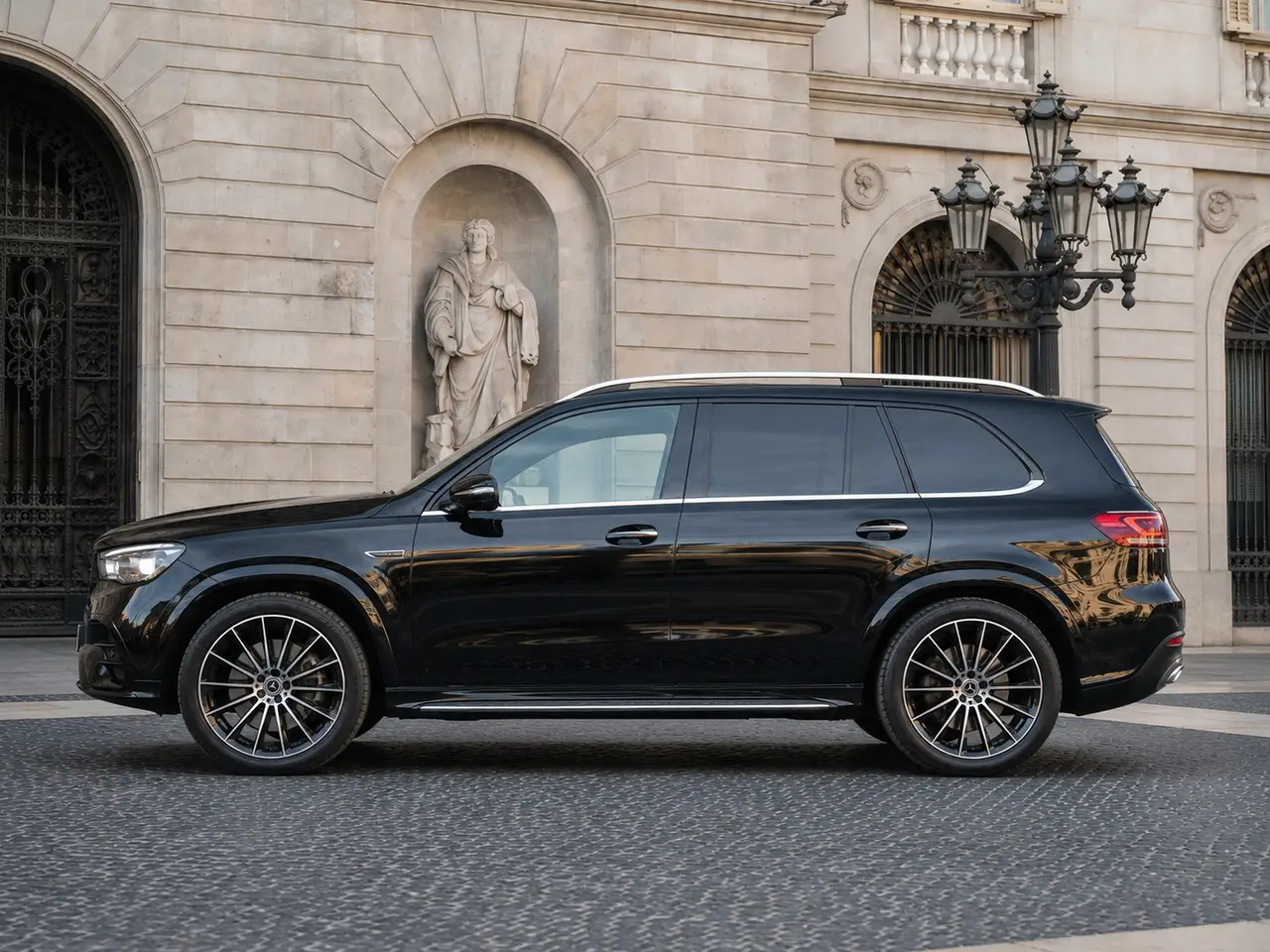 Mercedes Benz GLE 450 AMG 2024, Außenansicht — Munich Luxury Cars, München. Der Mercedes-Benz GLE 450 AMG, Baujahr 2024, ist ein großes SUV mit 367 PS – genug Kraft…