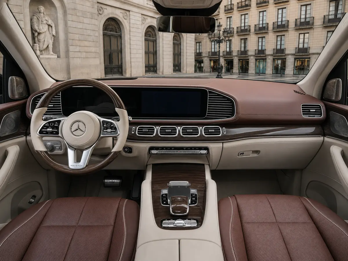 Mercedes Benz GLS Maybach 2022, Innenraum — Munich Luxury Cars, München. Der Mercedes-Maybach GLS ist ein SUV, das sich wie eine Repräsentationslimousine fährt:…
