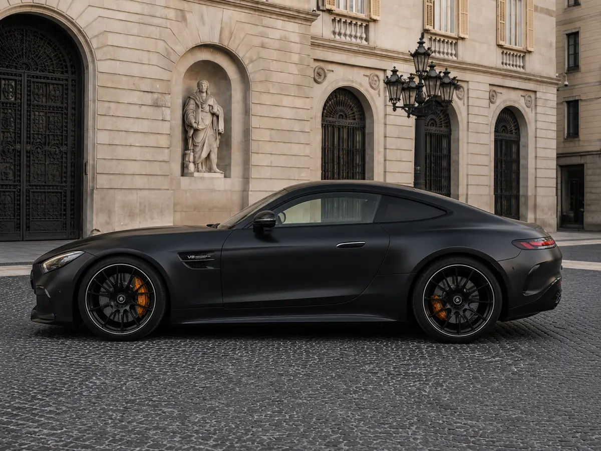 Mercedes Benz GT63 AMG Coupe 2024, внешний вид — Munich Luxury Cars, Мюнхен. Mercedes-Benz GT63 AMG Coupe 2024 года — двухместный спорткар с отдачей двигателя в 577…