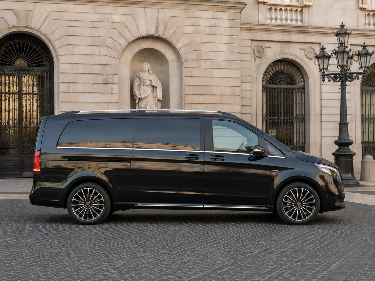 Mercedes Benz V300 4x4 XL Exclusive 7 seats 2025, Frontansicht — Munich Luxury Cars, München. Der Mercedes-Benz V300 4x4 XL Exclusive aus 2025 ist auf Platz und Komfort ausgelegt,…