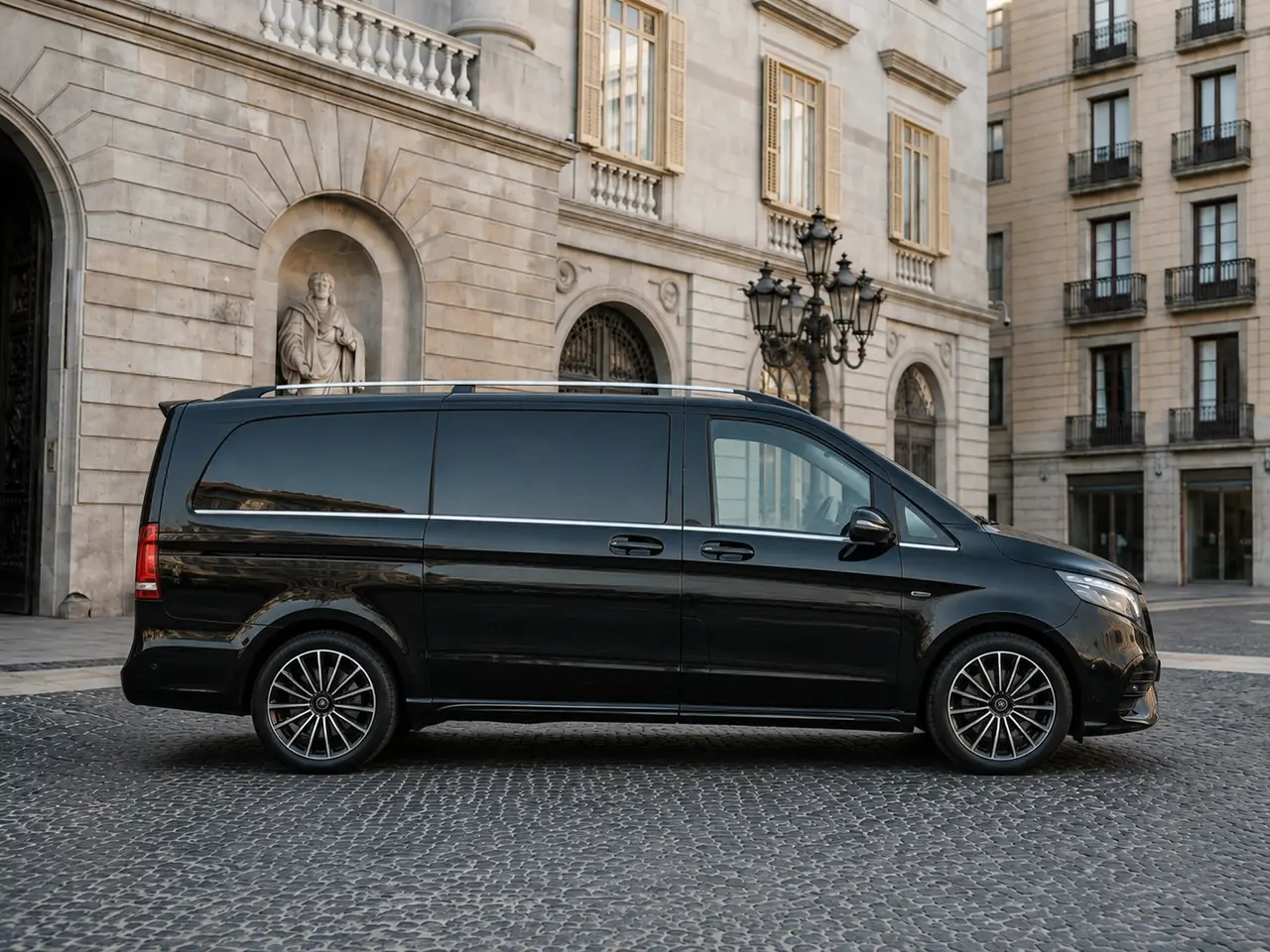 Mercedes Benz V300 4x4 XL VIP (Captain, 7 seat) 2025, Frontansicht — Munich Luxury Cars, München. Der Mercedes-Benz V300 4x4 XL VIP ist für Gruppen gebaut, die auf einer Fahrt…