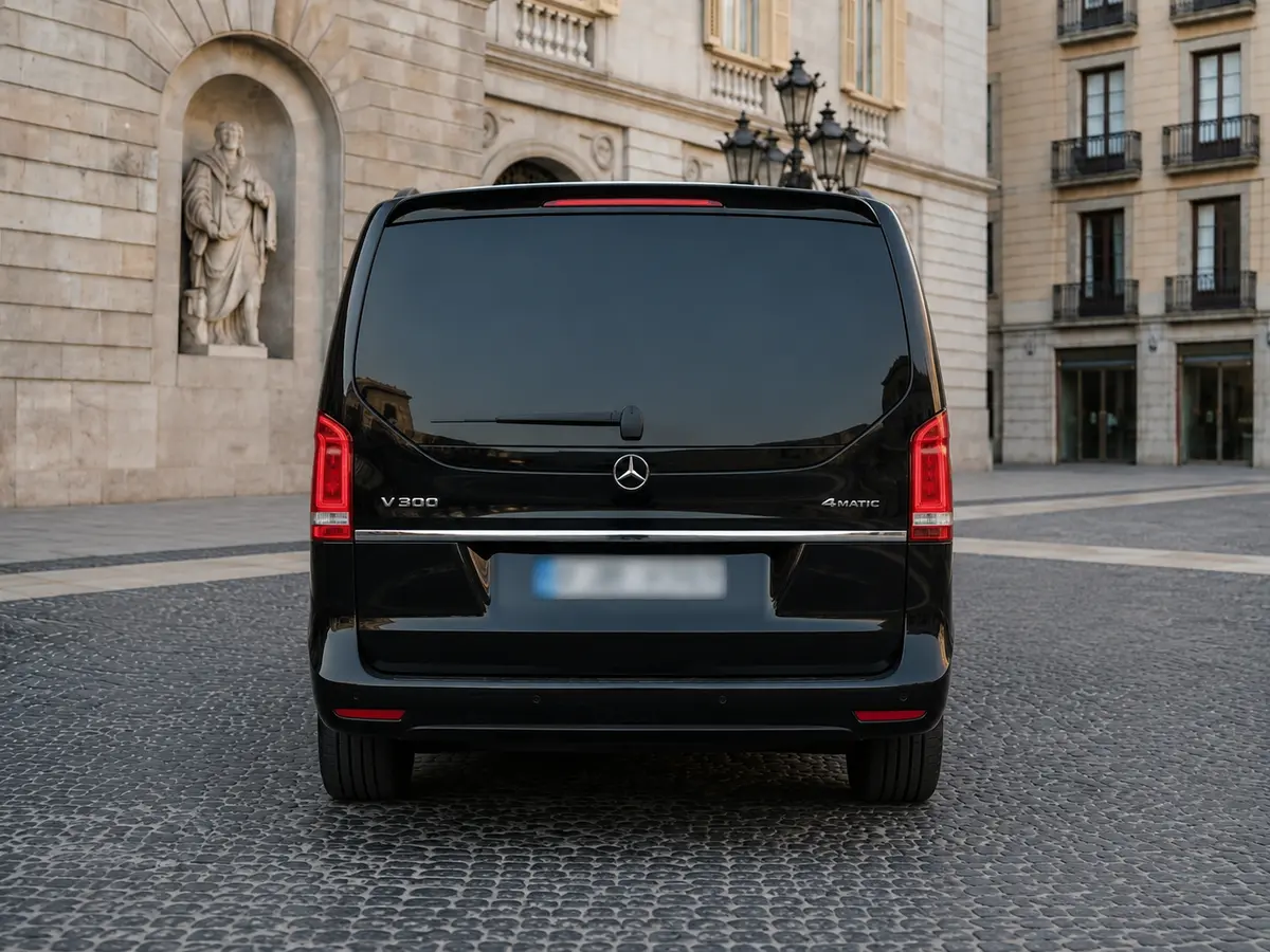 Mercedes Benz V300 4x4 XL VIP (Captain, 7 seat) 2025, Heckansicht — Munich Luxury Cars, München. Der Mercedes-Benz V300 4x4 XL VIP ist für Gruppen gebaut, die auf einer Fahrt…