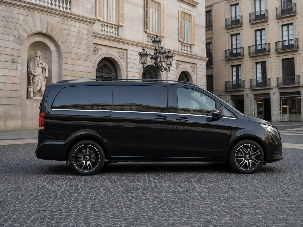 Mercedes Benz V300 8 seats 2025, Frontansicht — Munich Luxury Cars, München. Der Mercedes-Benz V300 aus dem Modelljahr 2025 ist kein Fahrzeug für Kurvenspaß, sondern…
