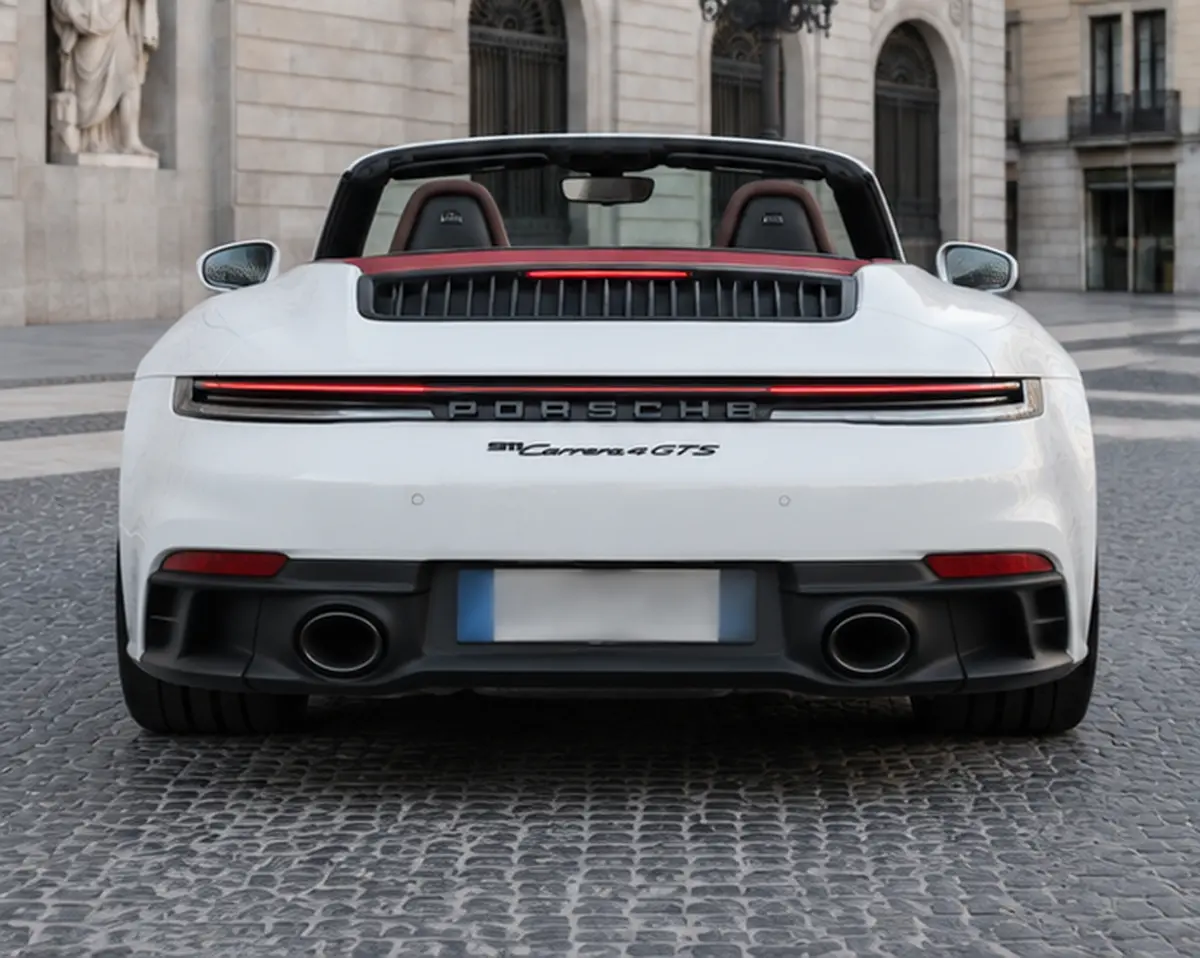 Porsche 992.2 Carrera 4 GTS Cabrio 2025, Heckansicht — Munich Luxury Cars, München. Der Porsche 992.2 Carrera 4 GTS Cabrio verbindet die klare Linienführung der aktuellen…
