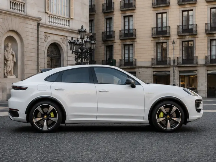 Porsche Cayenne Turbo E-Hybrid Coupé GT 2026, Frontansicht — Munich Luxury Cars, München. Der Porsche Cayenne Turbo E-Hybrid Coupé GT aus dem Modelljahr 2026 verbindet die…