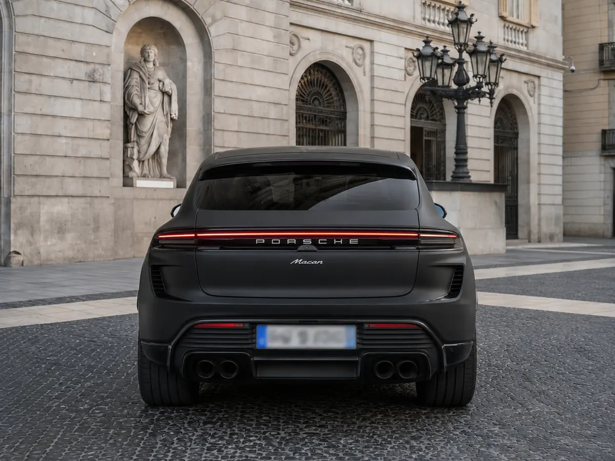 Porsche Macan 2024, Heckansicht — Munich Luxury Cars, München. Der Porsche Macan verbindet die Fahrpräzision der Marke mit der Alltagstauglichkeit eines…
