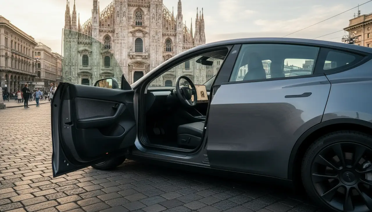 Tesla Model Y Long Range 2023, Innenraum — Munich Luxury Cars, München. Der Tesla Model Y Long Range aus 2023 fährt sich anders als die meisten Fahrzeuge in…