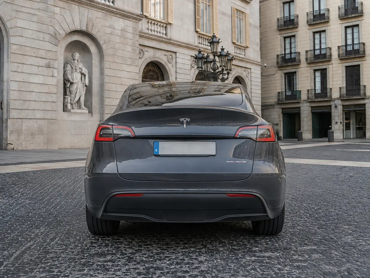 Tesla Model Y Long Range 2023, Heckansicht — Munich Luxury Cars, München. Der Tesla Model Y Long Range aus 2023 fährt sich anders als die meisten Fahrzeuge in…