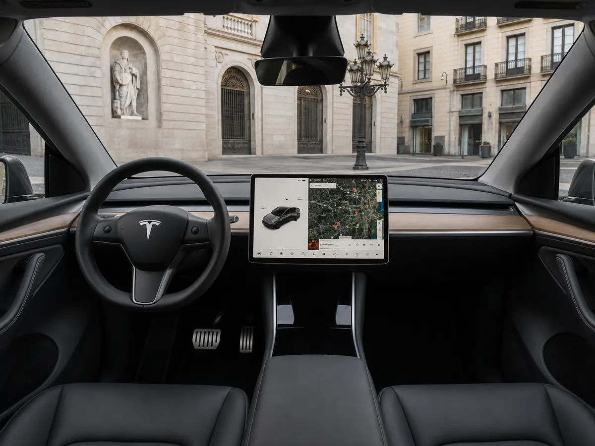 Tesla Model Y Long Range 2023, Innenraum — Munich Luxury Cars, München. Der Tesla Model Y Long Range aus 2023 fährt sich anders als die meisten Fahrzeuge in…